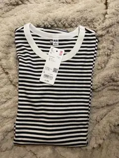 ユニクロ　UNIQLO ソフトリブT 長袖　ボーダー　新品　タグ付き　L