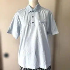 GIANNI VALETINO ライトブルーポロシャツ ジッパーポケット付き