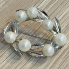 【アンティーク silver】あこや真珠 ブローチ