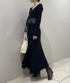 FRAY I.D ウールカシミヤアシメリブワンピース フレイアイディー