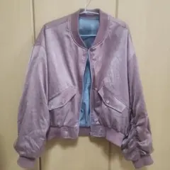 CECIL McBEE　リバーシブル　ピンク ボンバージャケット チェック裏地
