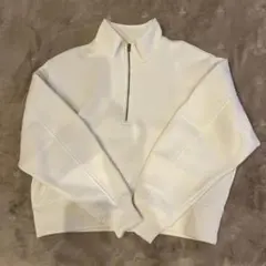GU ヘビーウェイトスウェット　ハーフジッププルオーバー　白　S
