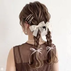 No.238 チュールリボン サテンリボン ヘアピンセット