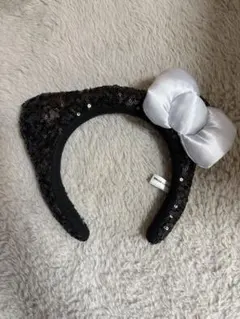 USJカチューシャ　キティ黒スパンコール