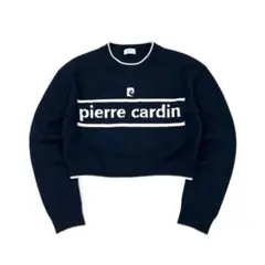 美品 pierre cardin 短丈 ニットトップス onesize ネイビーのサムネイル