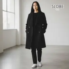 イエナ SLOBE IENA ダブルブレスト ロングコート カシミヤ混紡