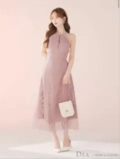 ROBEdeFLEURS レースホルターセットアップフレアロングキャバドレス