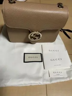 ル*ス様 GUCCI インターロッキングG チェーンショルダーバッグ ベージュ
