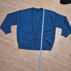 MONO-MART 青 ニットカーディガン メンズSサイズ