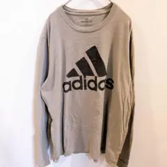 アディダス 長袖Tシャツ クルーネック ビッグロゴ L 灰 ストリートのサムネイル