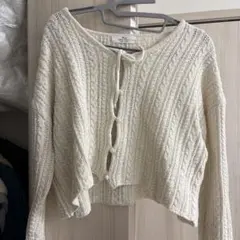 台湾のJENNY EYELET アイボリー ケーブルニット カーディガン