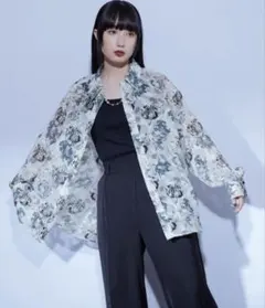 【即購入OK】Ellno Loset フラワージャガードシアーシャツ L 白