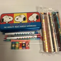 쇼와 레트로 스누피 SNOOPY 문방구 연필 지우개 캔 펜 케이스