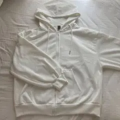 SHEIN ホワイト　ジップパーカー