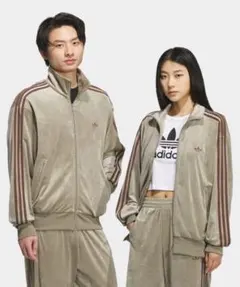 adidas ファイヤーバード　トラックジャケット　ベロア　ベージュ