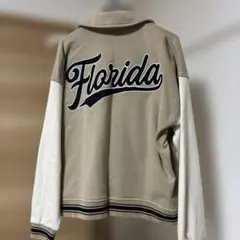 【BACK NUMBER】スタジャン風 スウェットジャケット ベージュ Mサイズ