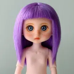 セリアドール カスタムヘッド ボディ15cm ウィッグ パープル そばかすのサムネイル