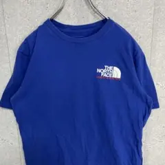 ノースフェイス　バックプリント　マウンテン　ブルーTシャツ 古着　S