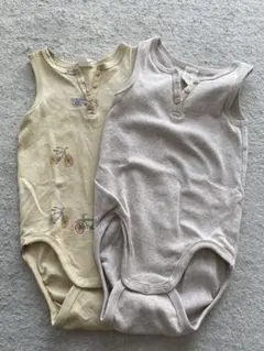 【H&M】ヘンリーネックノースリーブボディ　2枚セット　size80