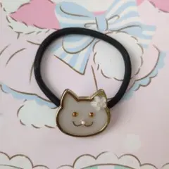 고양이 모티프 헤어 엘라스틱 골드 컬러