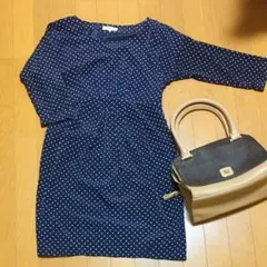 nbb 5分袖 ドット柄 ワンピース