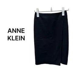 ANNE KLEIN タイトスカート ひざ丈　ラップ風 黒系　S