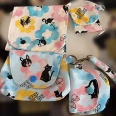 猫、犬柄ポーチ ４点セット