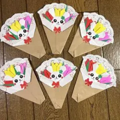 うさぎ付きのチューリップの花束　折り紙 ハンドメイド