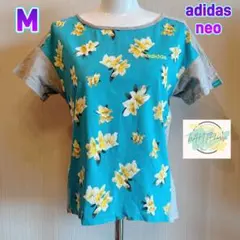 adidas neo アディダス　花柄　Tシャツ　M 半袖　華やか　D8