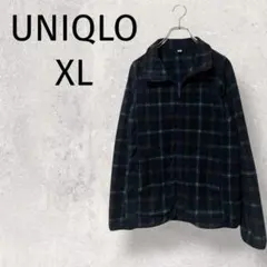 UNIQLO ◆フリースジャケット/チェック/ネイビー/XL/羽織り/1961