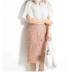 JUSGLITTY ジャスグリッティー　ケミカルフラワーレースタイトスカート