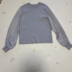 【美品】ROPÉ PICNIC シアースリーブプリーツニットプルオーバー グレー