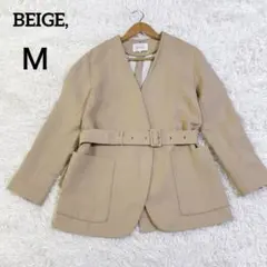 BEIGE, ベイジ ベルト付き リネン　コットン　ノーカラージャケット　4のサムネイル