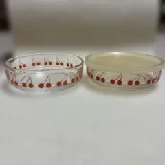 保谷ガラスさくらんぼ柄 ガラス保存容器 2個セット 昭和レトロ