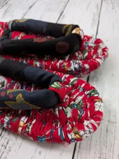 천 코끼리, 레드 플로랄 패턴, 블랙 도트, 24cm