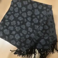 ヒョウ柄フリンジ付きマフラー