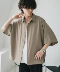 【新品】接触冷感/オーバーサイズとろみビッグシルエット/ストレッチ半袖シャツのサムネイル