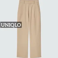 k0579 UNIQLO リネンブレンドタックワイドパンツ ベージュ