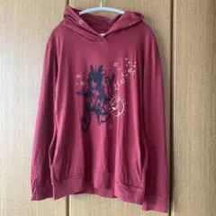 SCOLAR 猫のグラフィックプリントパーカー ボルドー Mのサムネイル