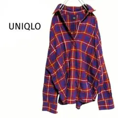 ユニクロ/フランネルチェックスキッパーシャツ 長袖シャツ シャツプルオーバー