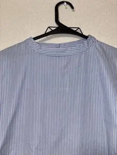 無印良品　青と白のストライプ 長袖シャツ