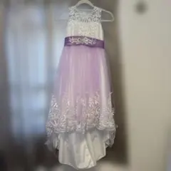 発表会ドレス★チュールロングドレス　パープル　スパンコール