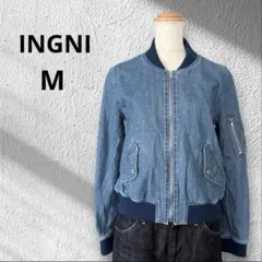 イング　デニムノーカラージャケット　MA-1 ブルー　Mサイズ