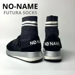 【美品】NO-NAME クロスベルト　ハイトップ　ソックススニーカー　黒　39