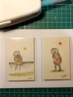 【ミニミニ原画】2枚セット！水彩ナマケモノ！