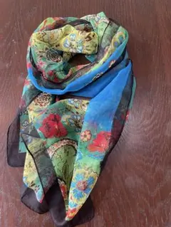 新品未使用　花柄 シフォンストール 約50cm x 160cm
