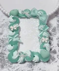 ホイップデコ硬質トレカケースB8ミントグリーンミックス ハートリボンTC-514