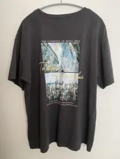 バックプリントTシャツ　オーバーサイズTシャツ M ダークグレー　チャコール