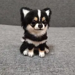 羊毛フェルト チワワ ブラックタン 犬ハンドメイドのサムネイル