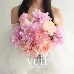 ウェディングブーケ　造花　結婚式　前撮り　パープル　ピンク　披露宴　挙式　紫